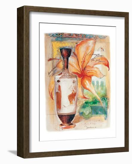 Greek Vase & Firelily-Joadoor-Framed Art Print