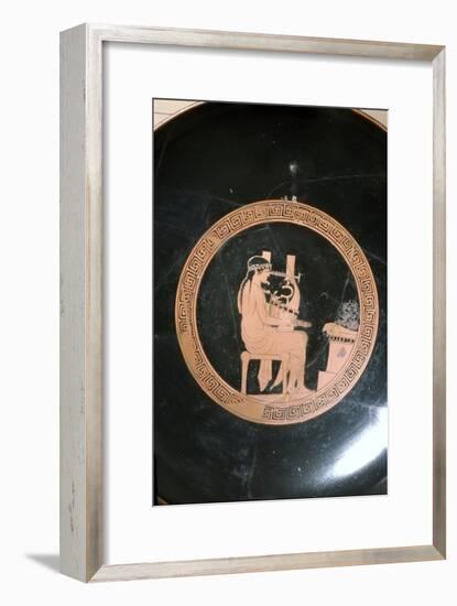 Greek Vase Painting of Lyre Player, Attic Red Figure Cup, c5th century BC-Unknown-Framed Giclee Print