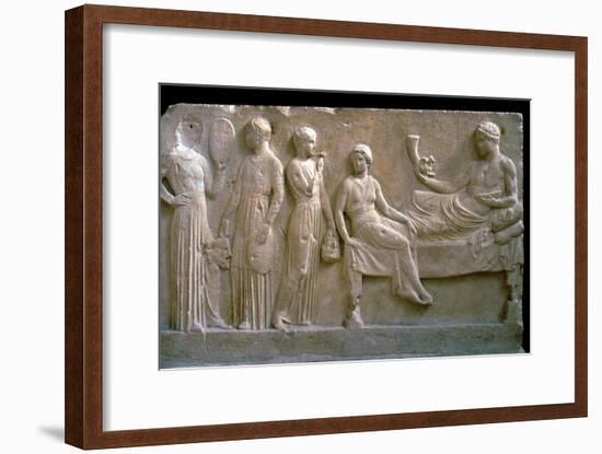 Greek votive relief of actors. Artist: Unknown-Unknown-Framed Giclee Print