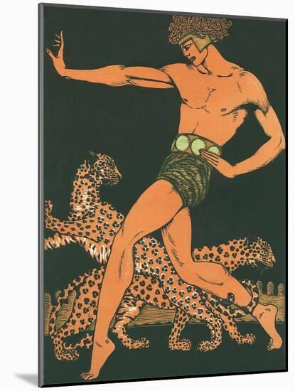 Greek Warrior with Leopards-null-Mounted Art Print