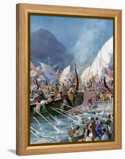 Greeks Defeating Persians at Battle of Salamis-null-Framed Premier Image Canvas