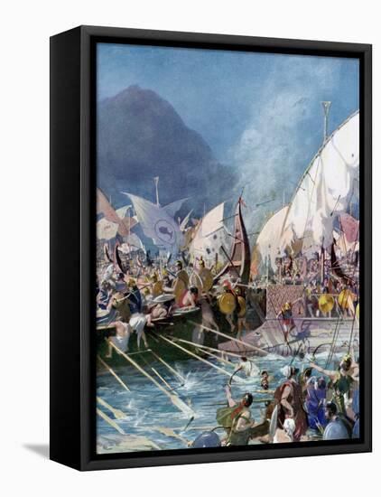 Greeks Defeating Persians at Battle of Salamis-null-Framed Premier Image Canvas