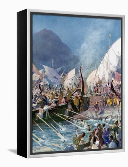 Greeks Defeating Persians at Battle of Salamis-null-Framed Premier Image Canvas