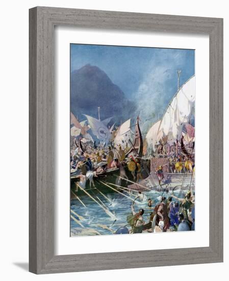 Greeks Defeating Persians at Battle of Salamis-null-Framed Photographic Print