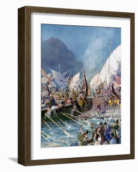 Greeks Defeating Persians at Battle of Salamis-null-Framed Photographic Print