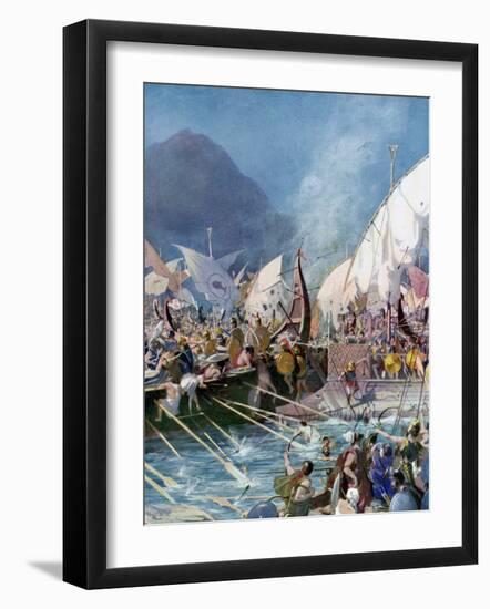 Greeks Defeating Persians at Battle of Salamis-null-Framed Photographic Print