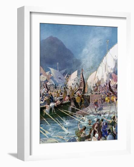 Greeks Defeating Persians at Battle of Salamis-null-Framed Photographic Print