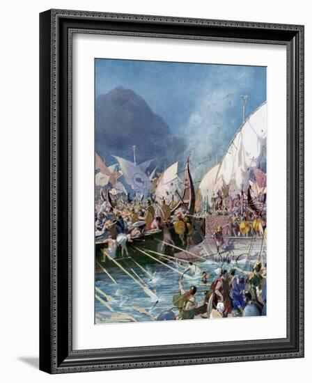 Greeks Defeating Persians at Battle of Salamis-null-Framed Photographic Print