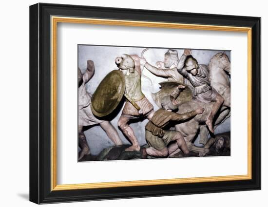 Greeks fight Persians, the Alexander Sarcophagus, Sidon, 4th century BC, (20th century)-Unknown-Framed Photographic Print