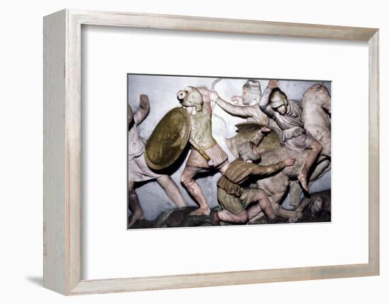 Greeks fight Persians, the Alexander Sarcophagus, Sidon, 4th century BC, (20th century)-Unknown-Framed Photographic Print