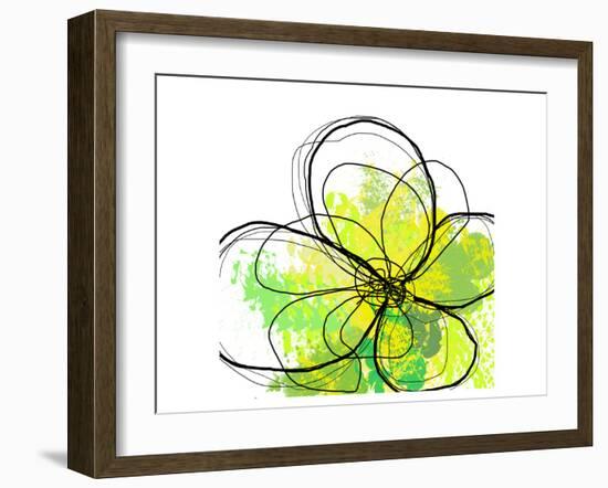 Green Abstract Brush Splash Flower-Irena Orlov-Framed Art Print