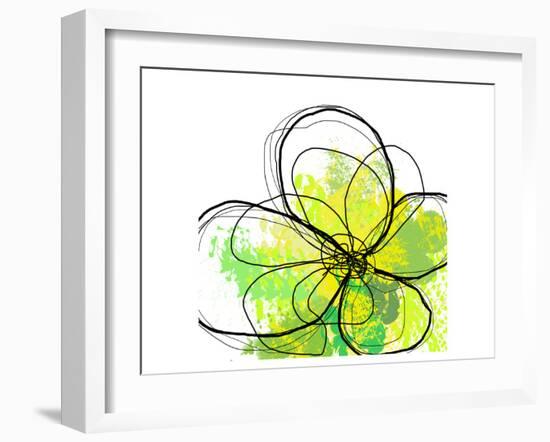 Green Abstract Brush Splash Flower-Irena Orlov-Framed Art Print