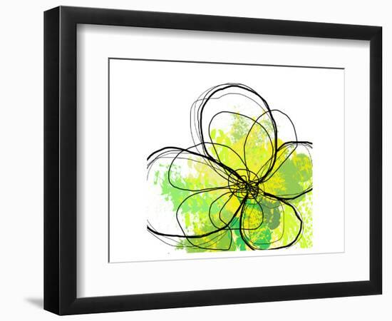 Green Abstract Brush Splash Flower-Irena Orlov-Framed Art Print