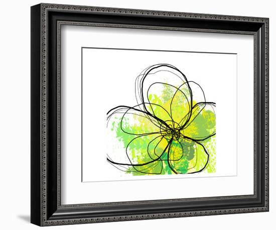 Green Abstract Brush Splash Flower-Irena Orlov-Framed Art Print