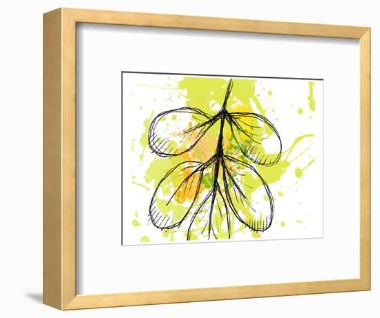 Green Abstract Brush Splash Leaves-Irena Orlov-Framed Art Print