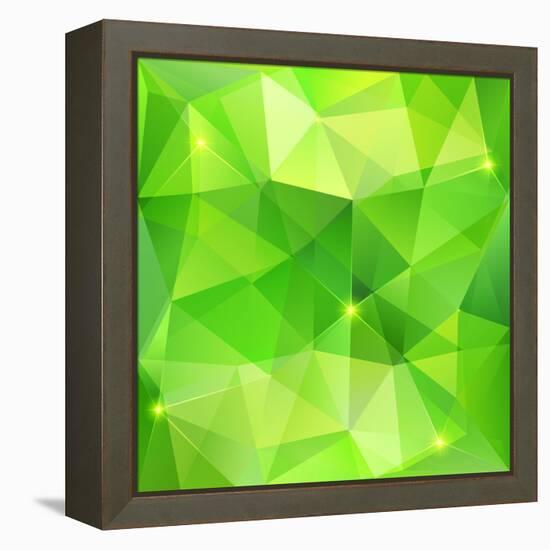 Green Abstract Crystal Vector Background-art_of_sun-Framed Stretched Canvas