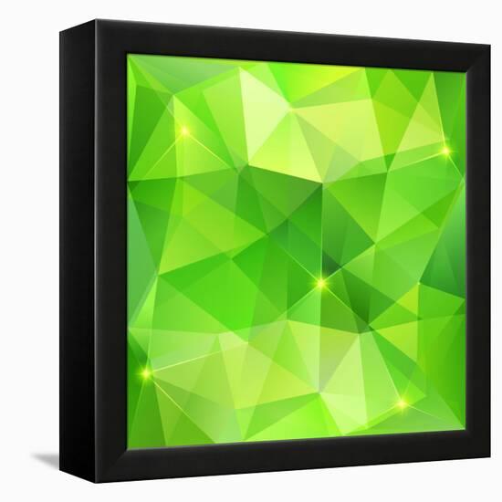 Green Abstract Crystal Vector Background-art_of_sun-Framed Stretched Canvas