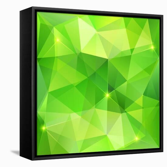 Green Abstract Crystal Vector Background-art_of_sun-Framed Stretched Canvas