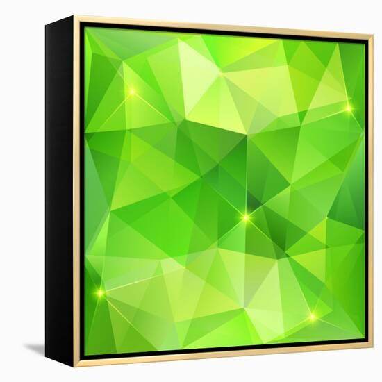 Green Abstract Crystal Vector Background-art_of_sun-Framed Stretched Canvas