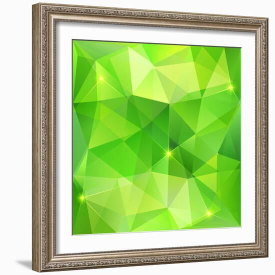 Green Abstract Crystal Vector Background-art_of_sun-Framed Art Print