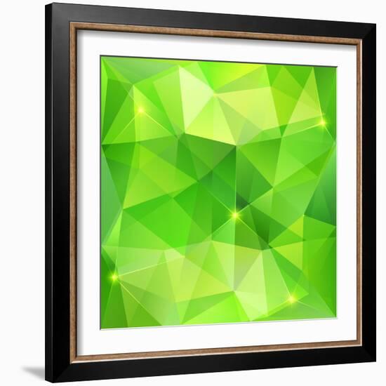 Green Abstract Crystal Vector Background-art_of_sun-Framed Art Print