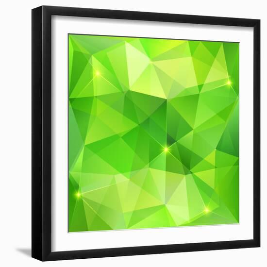 Green Abstract Crystal Vector Background-art_of_sun-Framed Art Print