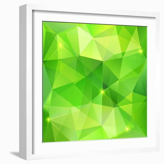 Green Abstract Crystal Vector Background-art_of_sun-Framed Art Print