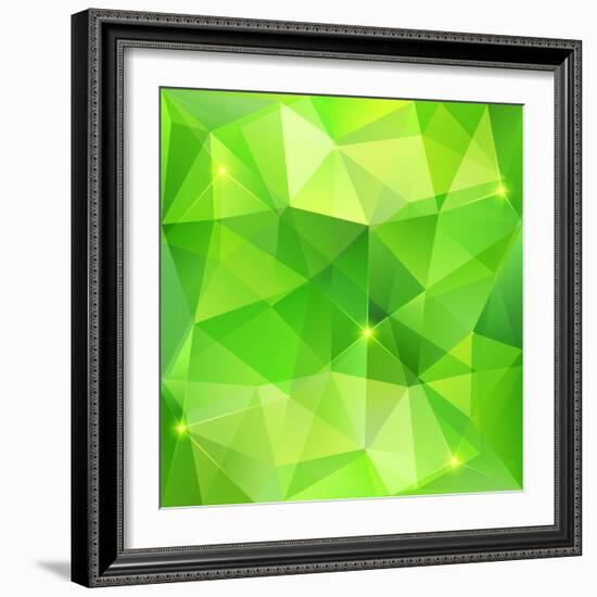 Green Abstract Crystal Vector Background-art_of_sun-Framed Art Print