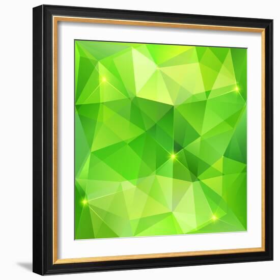 Green Abstract Crystal Vector Background-art_of_sun-Framed Art Print