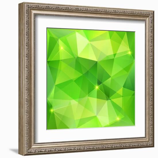 Green Abstract Crystal Vector Background-art_of_sun-Framed Art Print