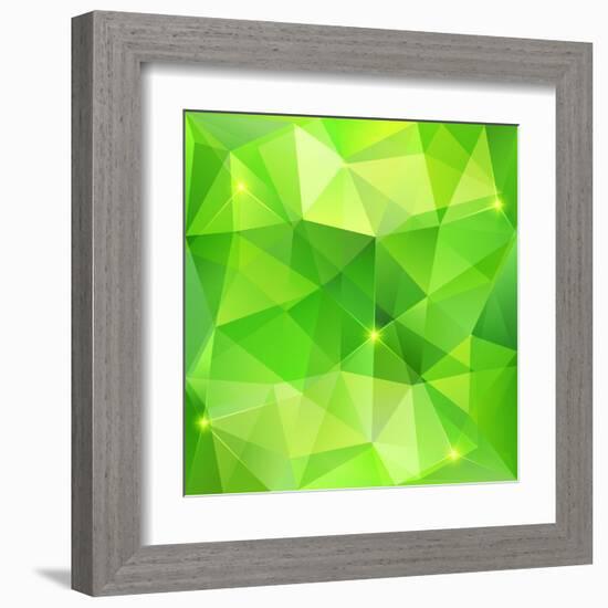 Green Abstract Crystal Vector Background-art_of_sun-Framed Art Print