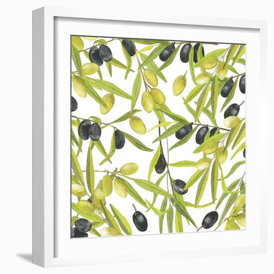 Green and Black Olives Watercolor-Maria Mirnaya-Framed Art Print