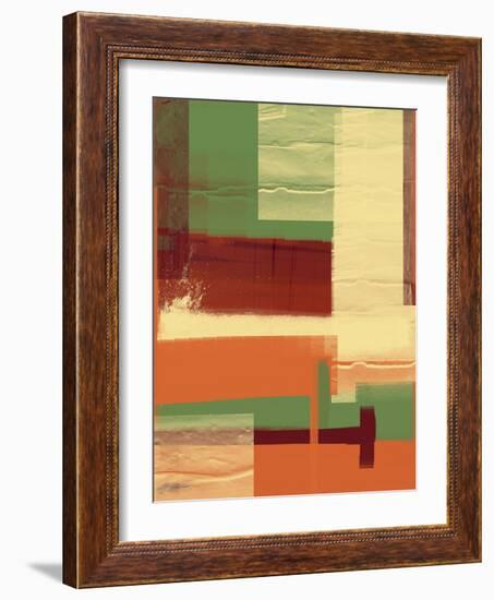 Green and Brown Abstract 1-NaxArt-Framed Art Print
