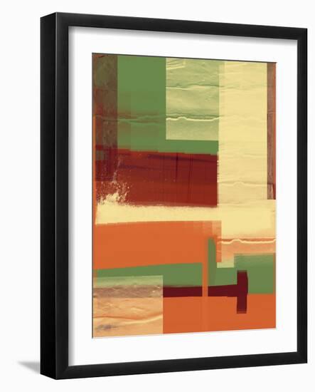 Green and Brown Abstract 1-NaxArt-Framed Art Print