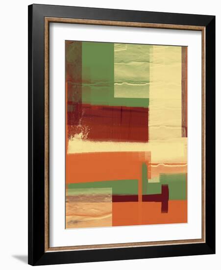Green and Brown Abstract 1-NaxArt-Framed Art Print