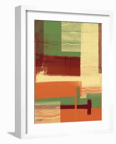 Green and Brown Abstract 1-NaxArt-Framed Art Print