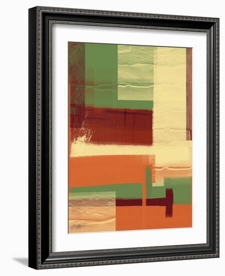 Green and Brown Abstract 1-NaxArt-Framed Art Print