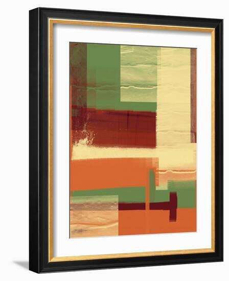 Green and Brown Abstract 1-NaxArt-Framed Art Print