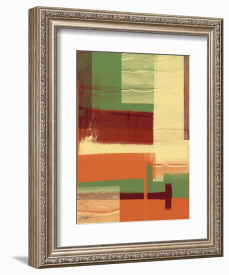 Green and Brown Abstract 1-NaxArt-Framed Art Print