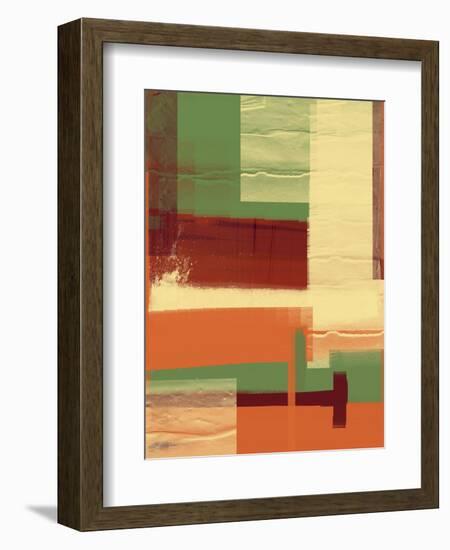 Green and Brown Abstract 1-NaxArt-Framed Art Print