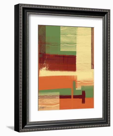 Green and Brown Abstract 1-NaxArt-Framed Art Print