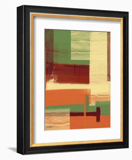 Green and Brown Abstract 1-NaxArt-Framed Art Print