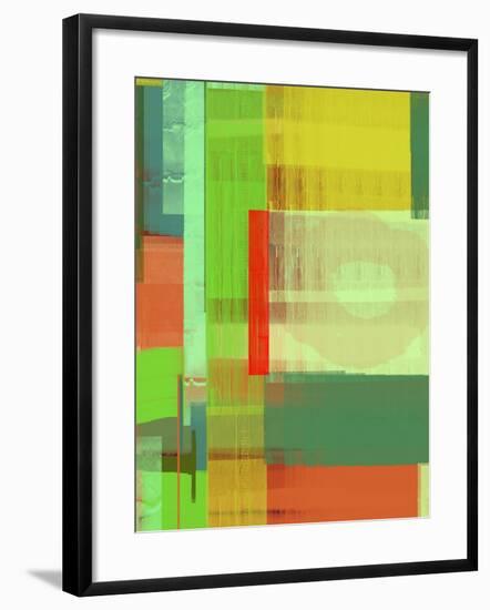 Green and Brown Abstract 3-NaxArt-Framed Art Print