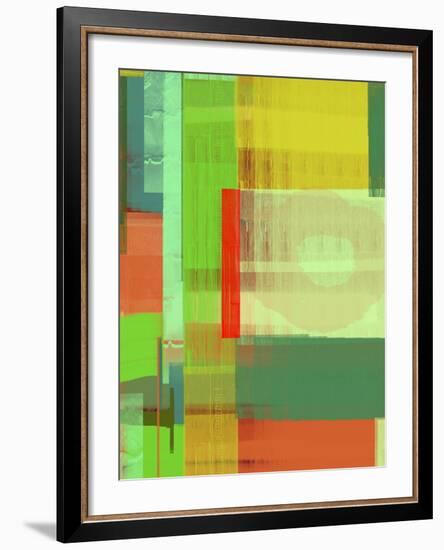 Green and Brown Abstract 3-NaxArt-Framed Art Print