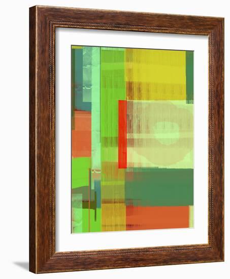 Green and Brown Abstract 3-NaxArt-Framed Art Print