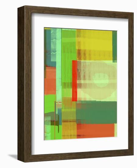 Green and Brown Abstract 3-NaxArt-Framed Art Print