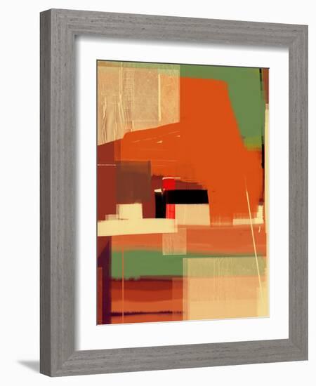 Green and Brown Abstract 4-NaxArt-Framed Art Print