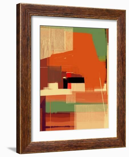 Green and Brown Abstract 4-NaxArt-Framed Art Print