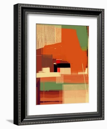 Green and Brown Abstract 4-NaxArt-Framed Art Print