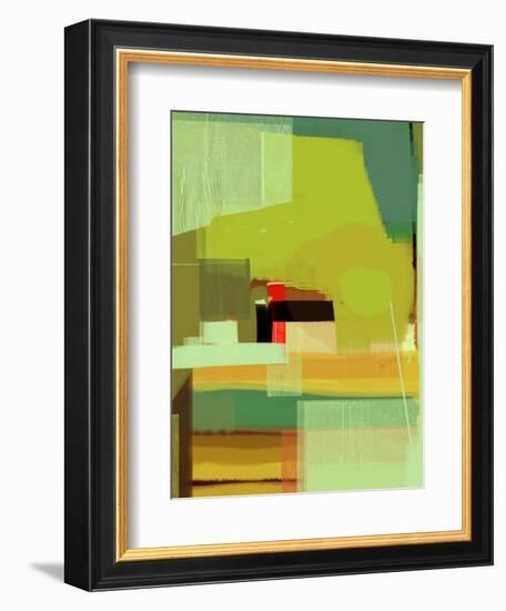 Green and Brown Abstract 5-NaxArt-Framed Art Print